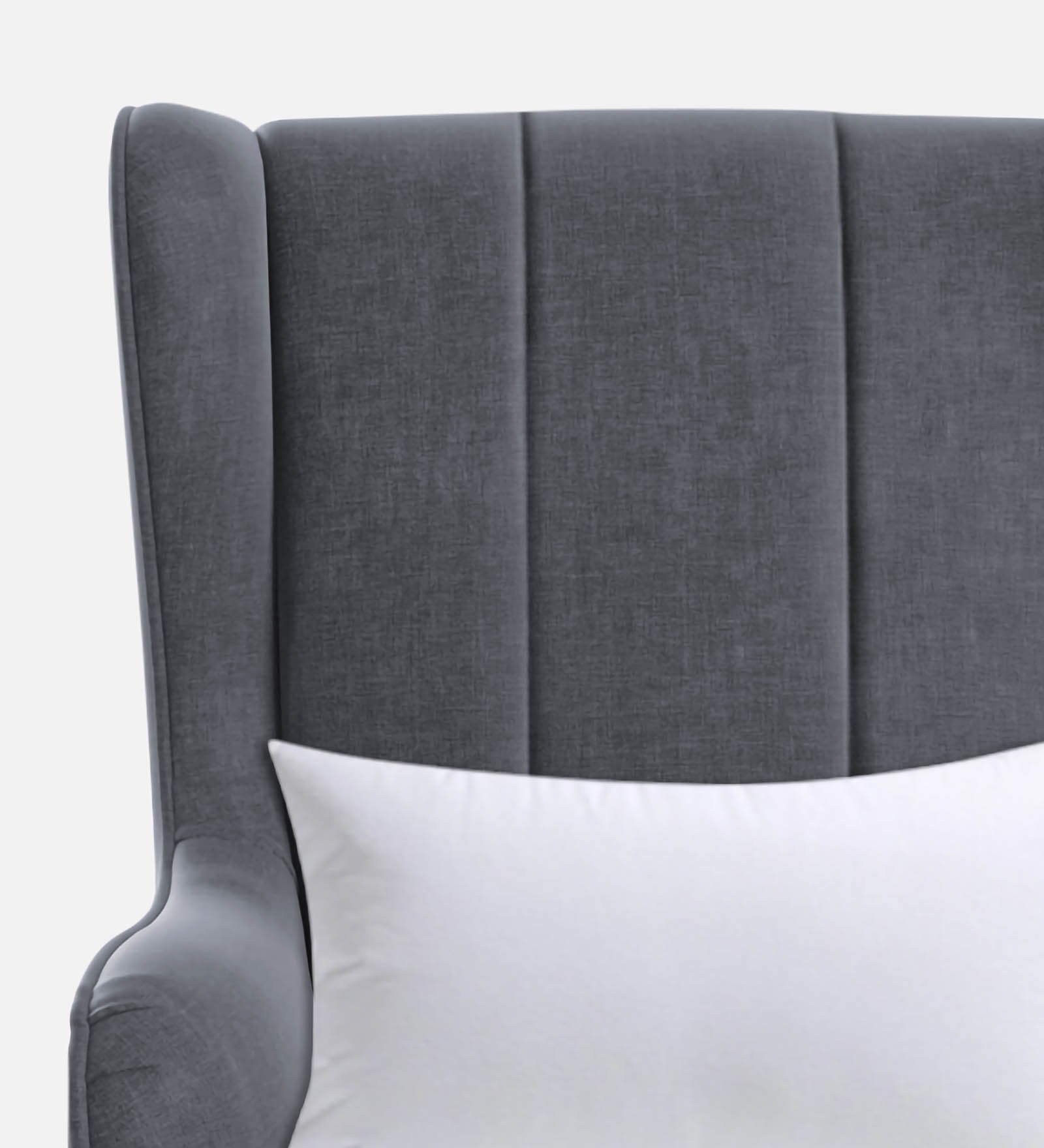 Niya Velvet Wing Chair in Pubble Grey Colour