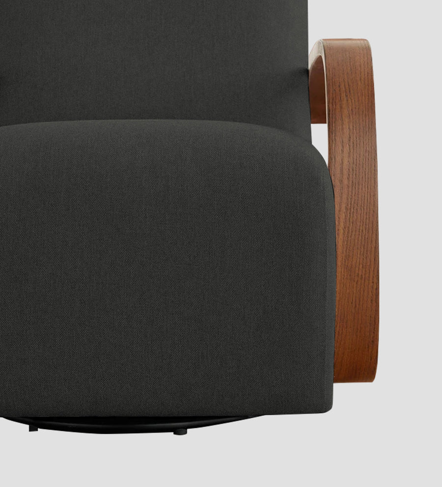 Balma Fabric Swivel Chair In Charcoal Grey Colour - Febonic Living
