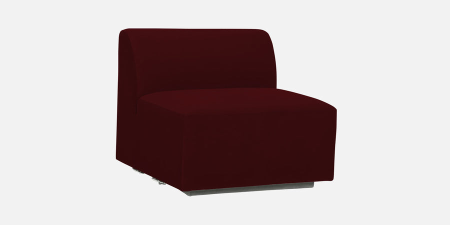 Bufa Velvet Lhs Sectional Sofa In Dark Maroon Colour With Ottoman - Febonic Living