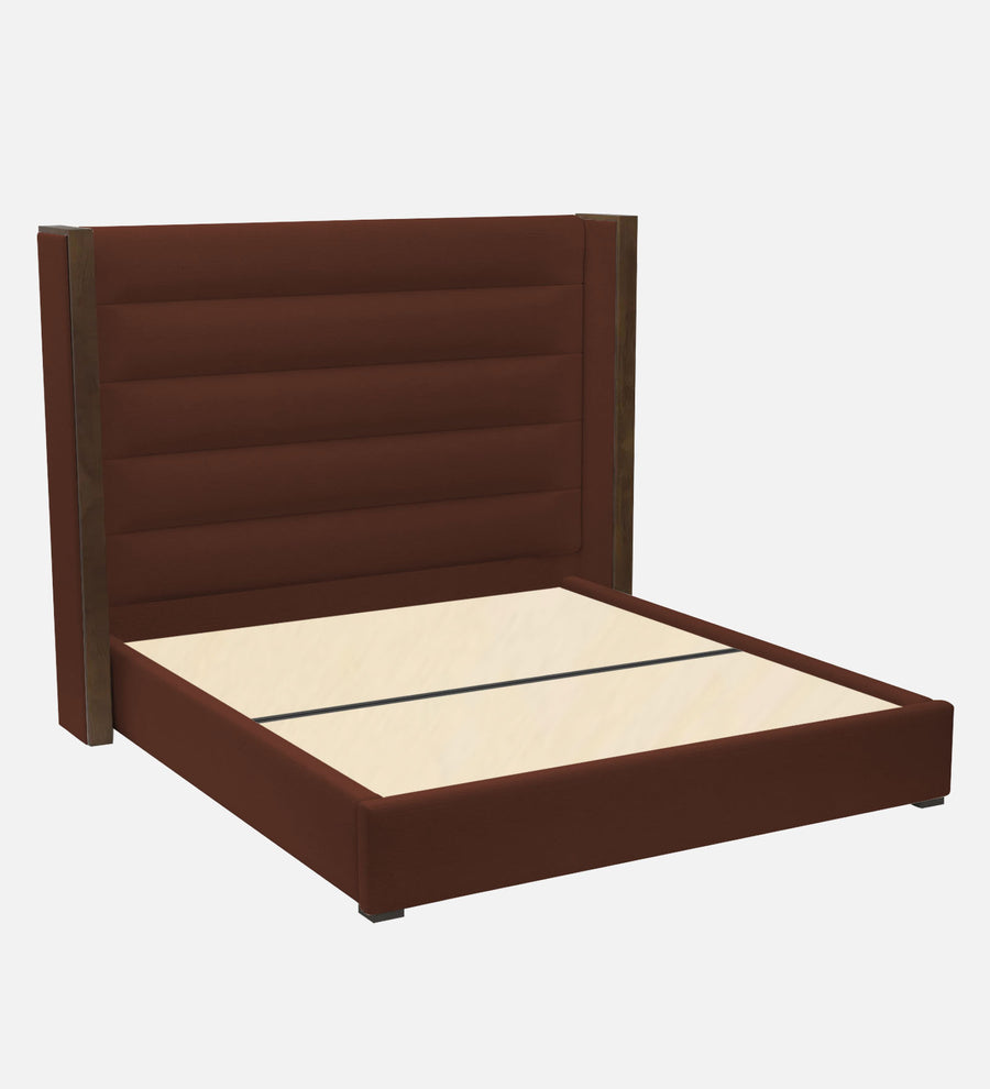 Sunny Fabric Upholstered Queen Size Bed In Coffee Brown Colour - Febonic Living