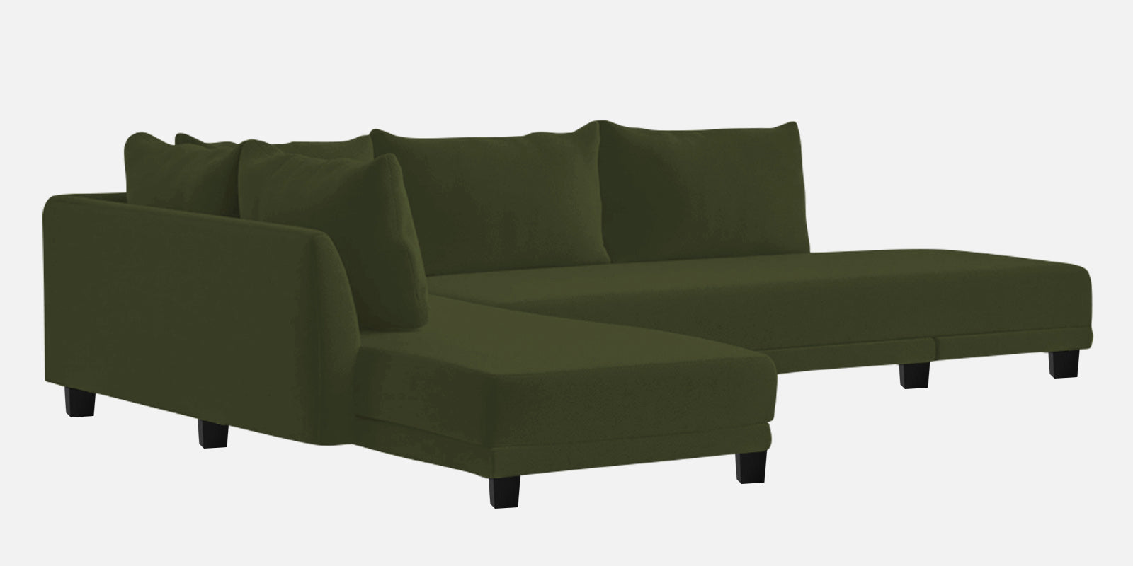 Ira Fabric RHS 6 Seater Sofa Cum Bed In Olive Green Colour