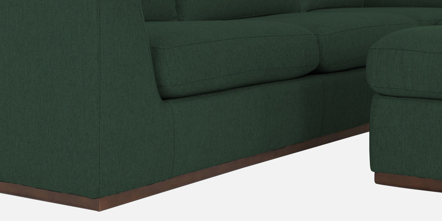 Freedom Velvet 6 Seater Rhs Corner Sofa In Amazon Green Colour With Ottoman - Febonic Living
