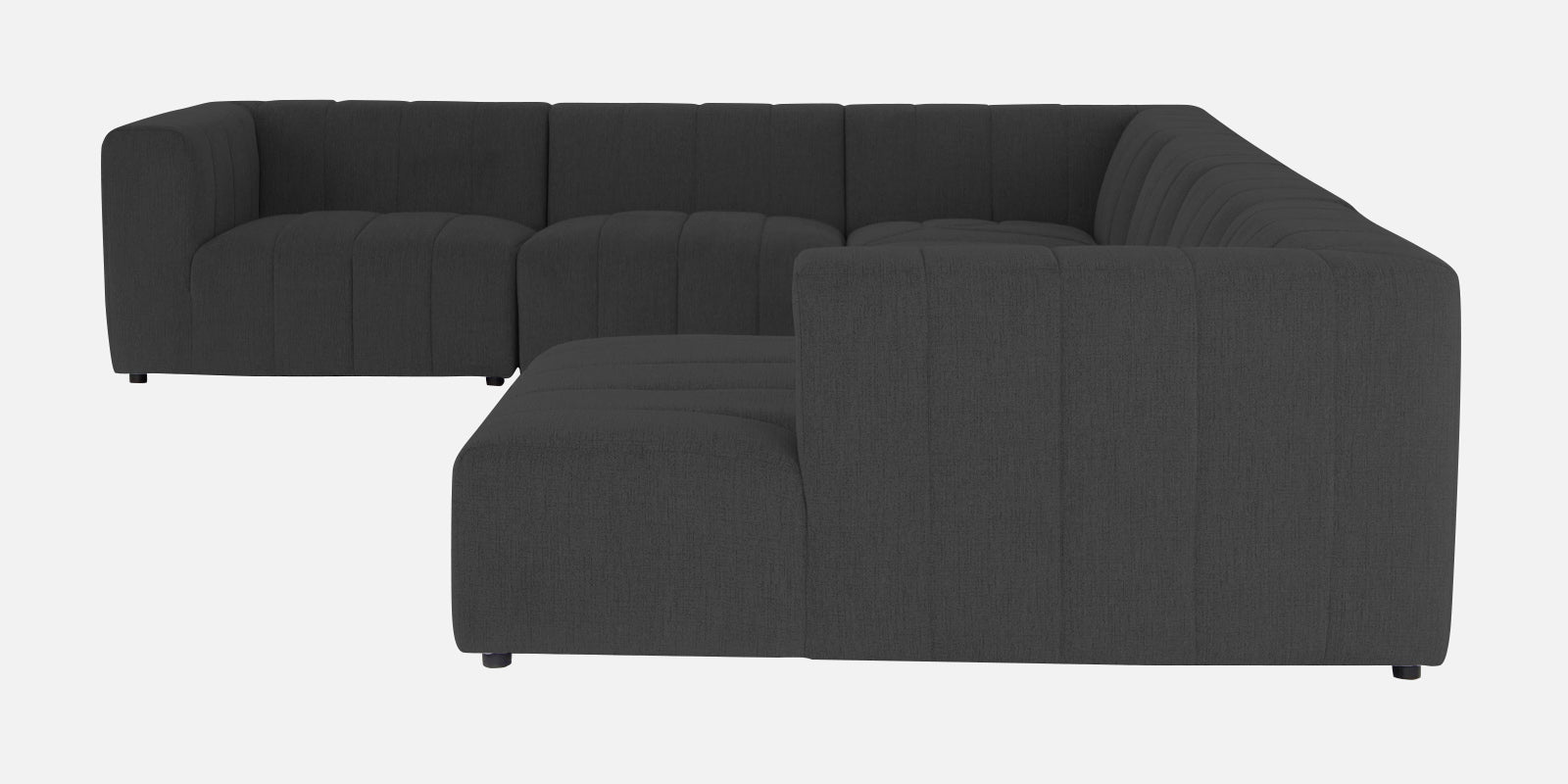 Damo Fabric LHS 8 Seater Sectional Sofa In Charcoal Grey Colour