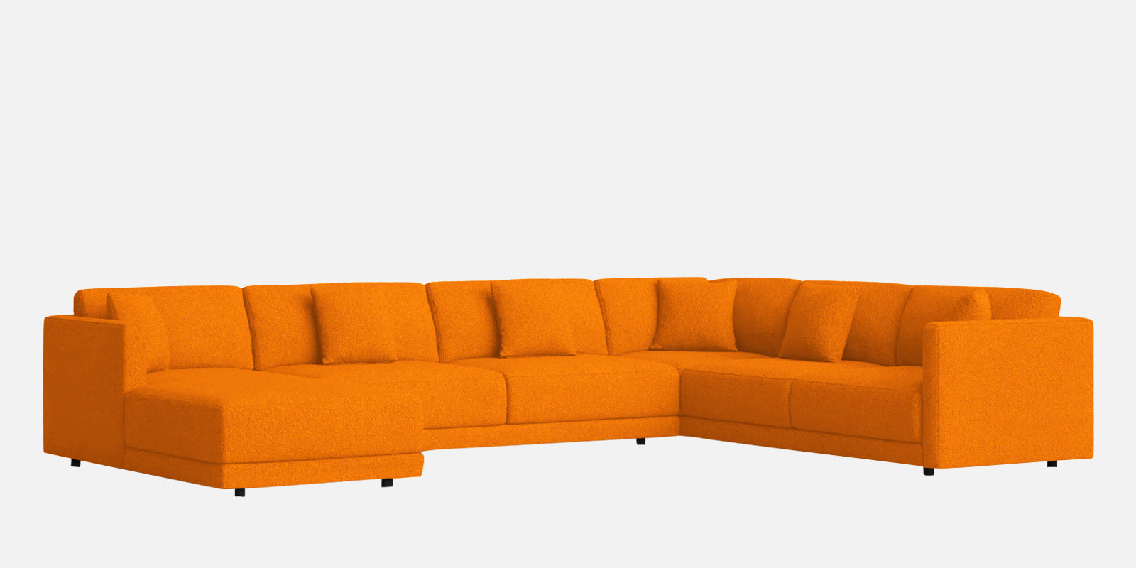 Carlin Fabric RHS 8 Seater Sectional Sofa In Vivid Orange Colour