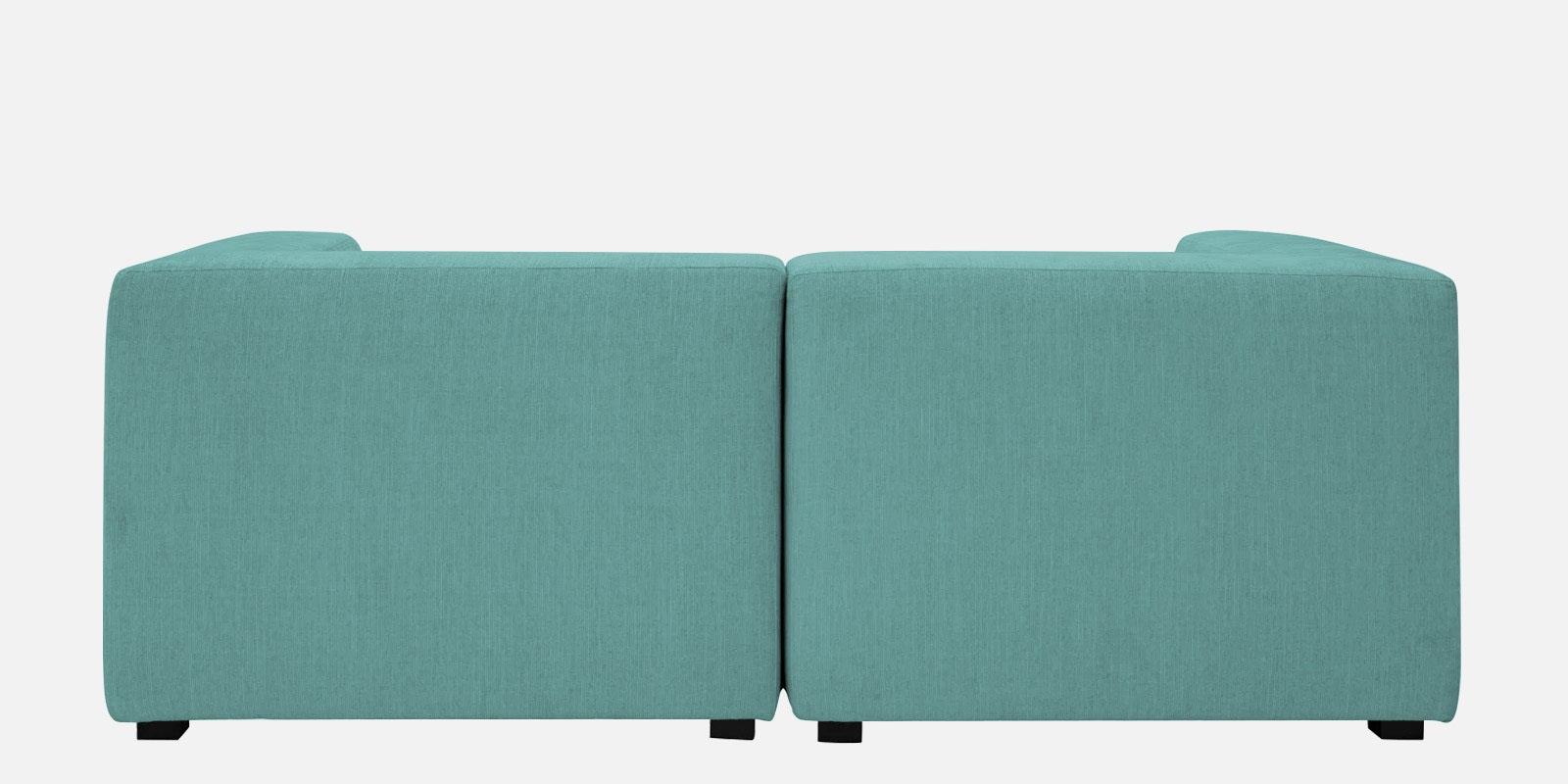 Dora Velvet RHS Sectional Sofa (2+Ottoman) In Barmunda Aqua Colour