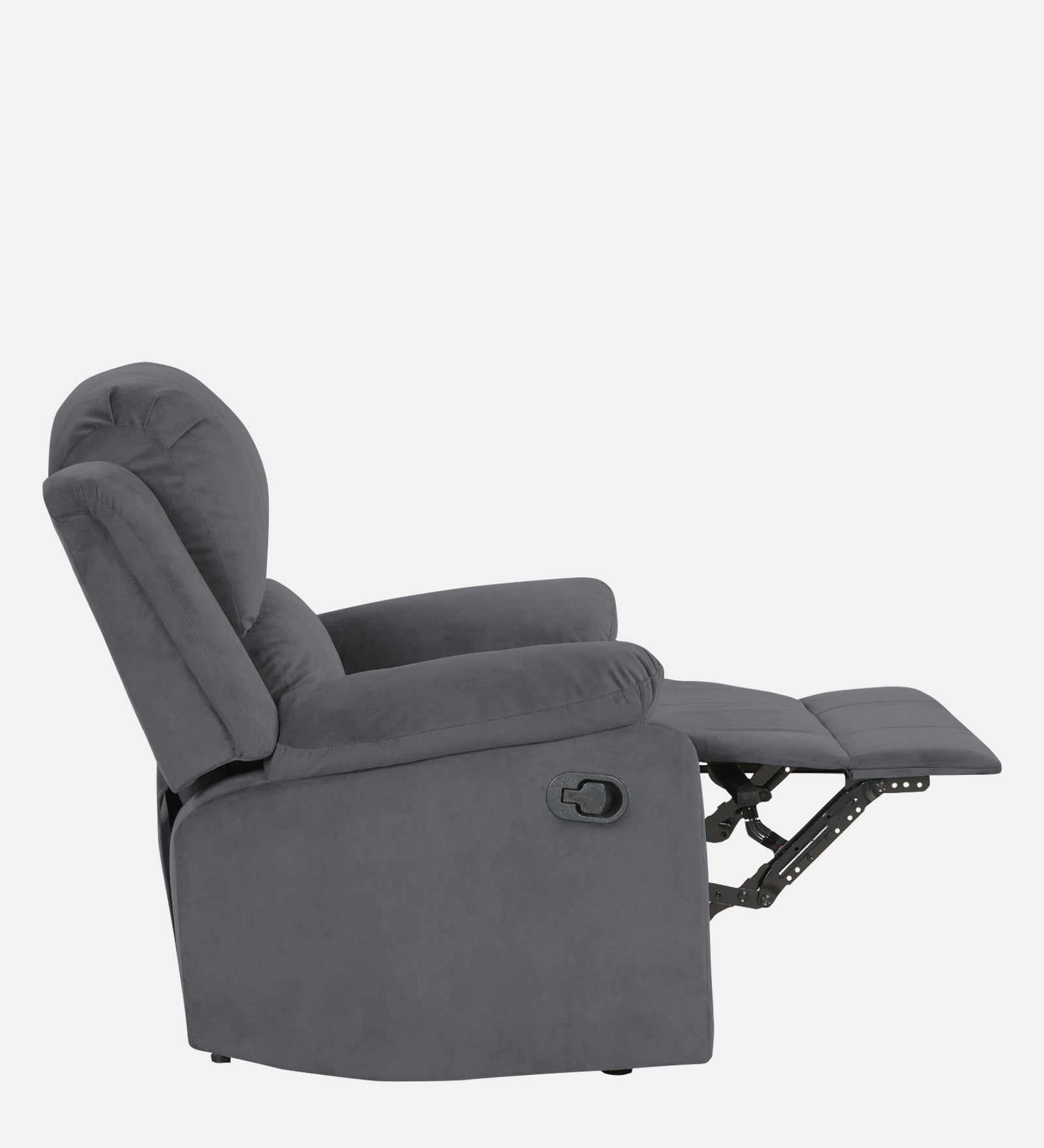 Henry Velvet Manual 1 Seater Recliner In Pubble grey Colour