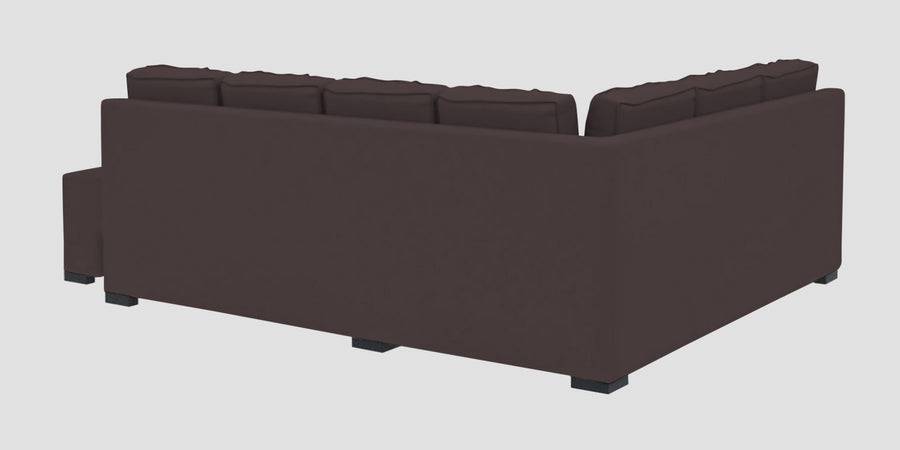 Corby Velvet Lhs 6 Seater Convertible Sofa Cum Bed In Mocha Brown Colour - Febonic Living