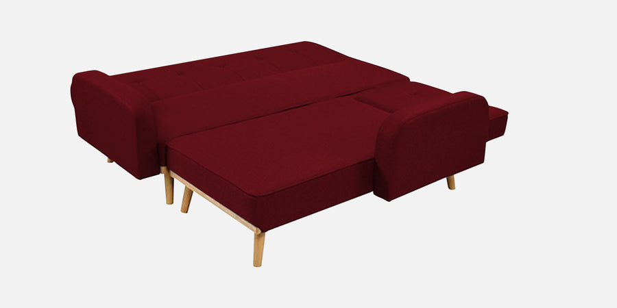 Zuno Fabric Rhs Convertible Sofa Cum Bed In Ruby Red Colour - Febonic Living