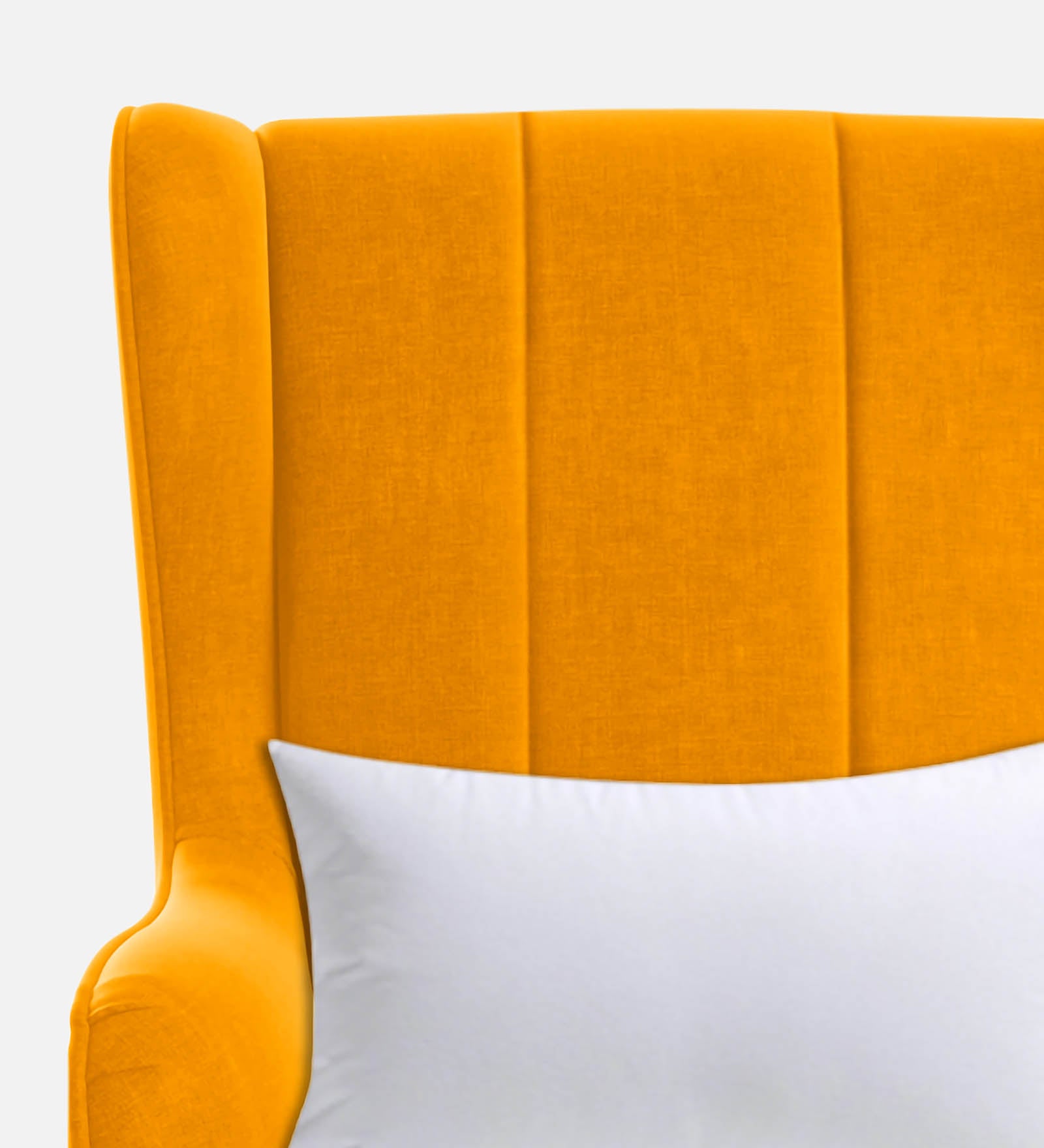 Niya Velvet Wing Chair in Safforn Yellow Colour