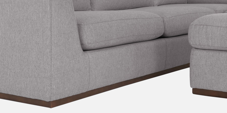Freedom Velvet 6 Seater Rhs Corner Sofa In Concrete Grey Colour With Ottoman - Febonic Living