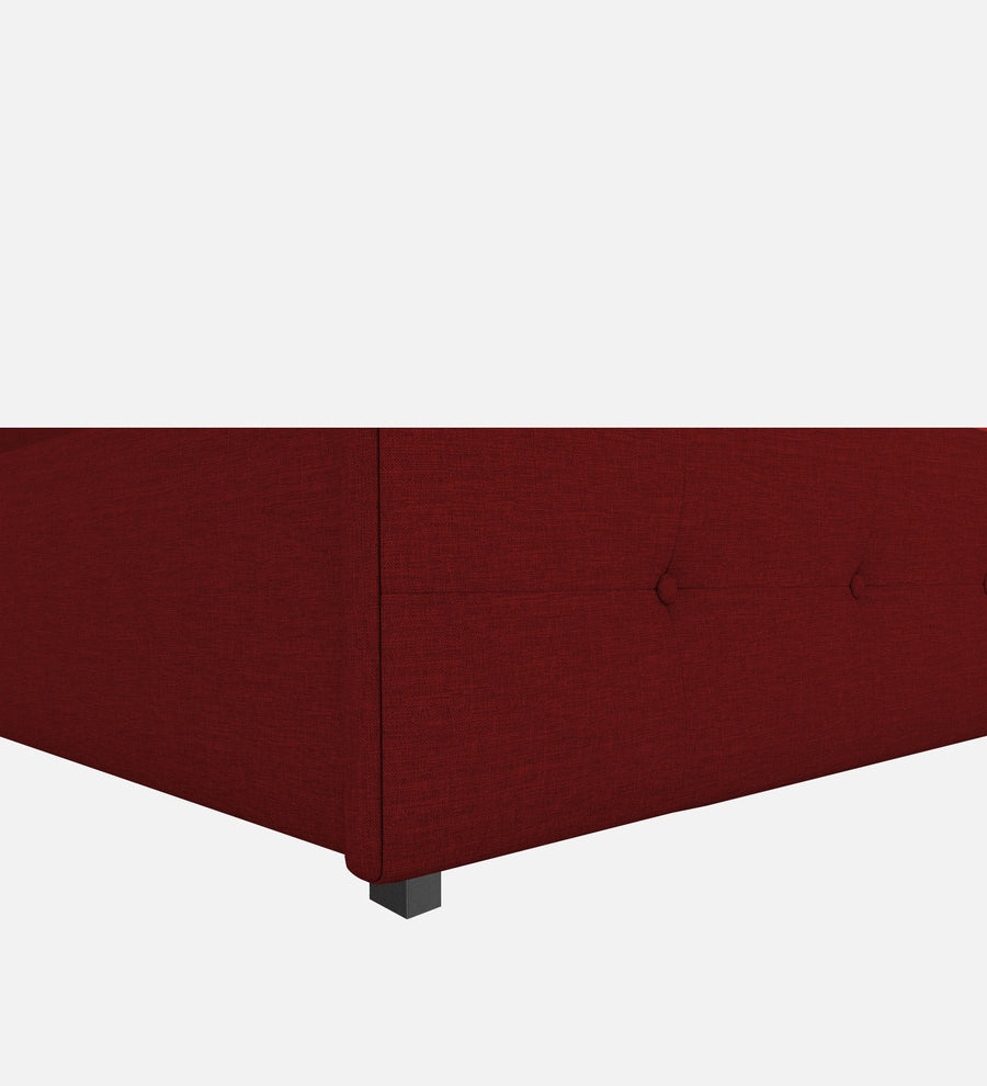 Lido Fabric Upholstered Queen Size Bed In Blood Maroon Colour With Drawer Storage - Febonic Living