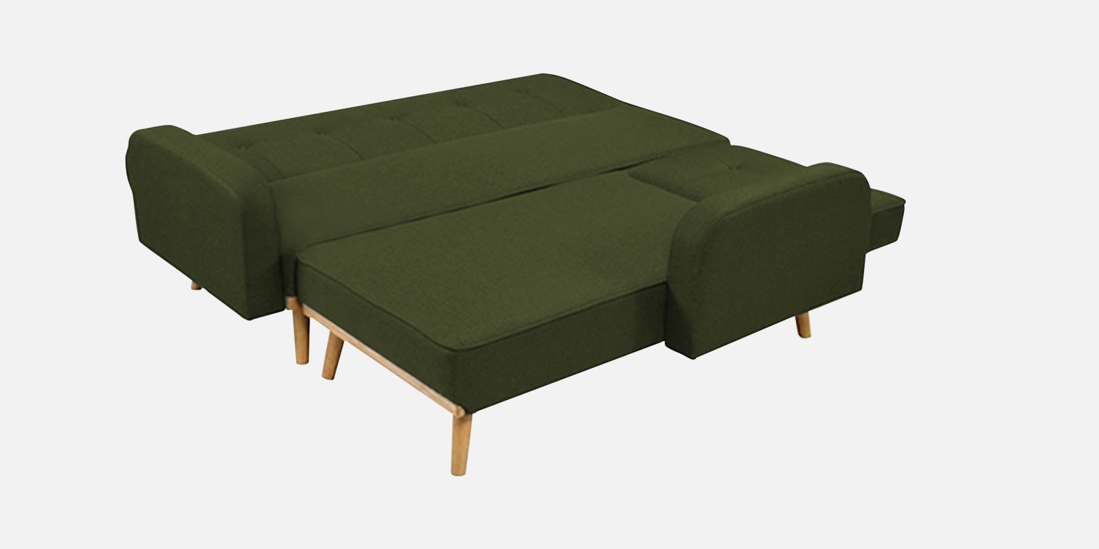 Zuno Fabric RHS Sectional + Sofa Cum Bed In Olive Green Colour