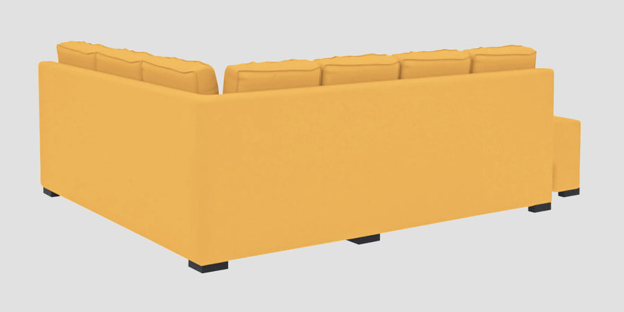 Corby Velvet Rhs 6 Seater Convertible Sofa Cum Bed In Turmeric Yellow Colour - Febonic Living