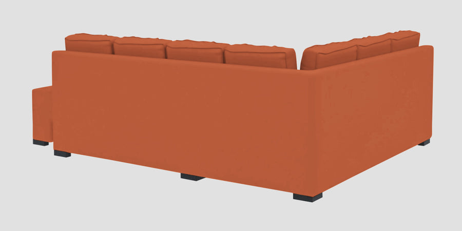 Corby Velvet Lhs 6 Seater Convertible Sofa Cum Bed In Yam Orange Colour - Febonic Living