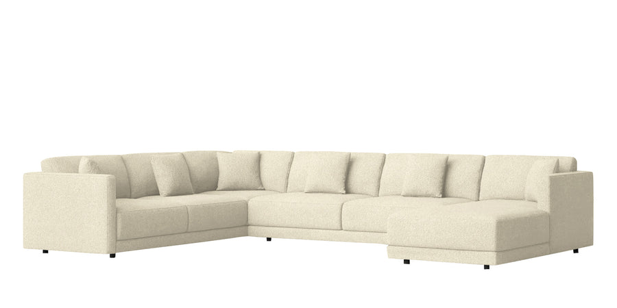 Carlin Fabric Lhs 8 Seater Sectional Sofa In Ivory Beige Colour - Febonic Living