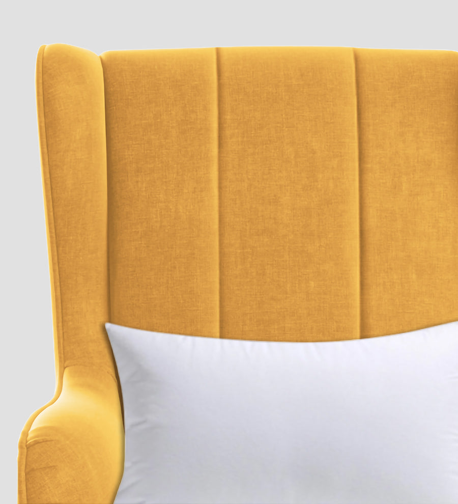 Niya Velvet Wing Chair In Turmeric Yellow Colour - Febonic Living