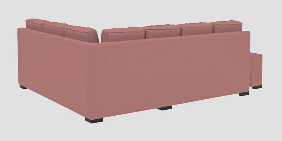 Corby Velvet Rhs 6 Seater Convertible Sofa Cum Bed In Blush Pink Colour - Febonic Living