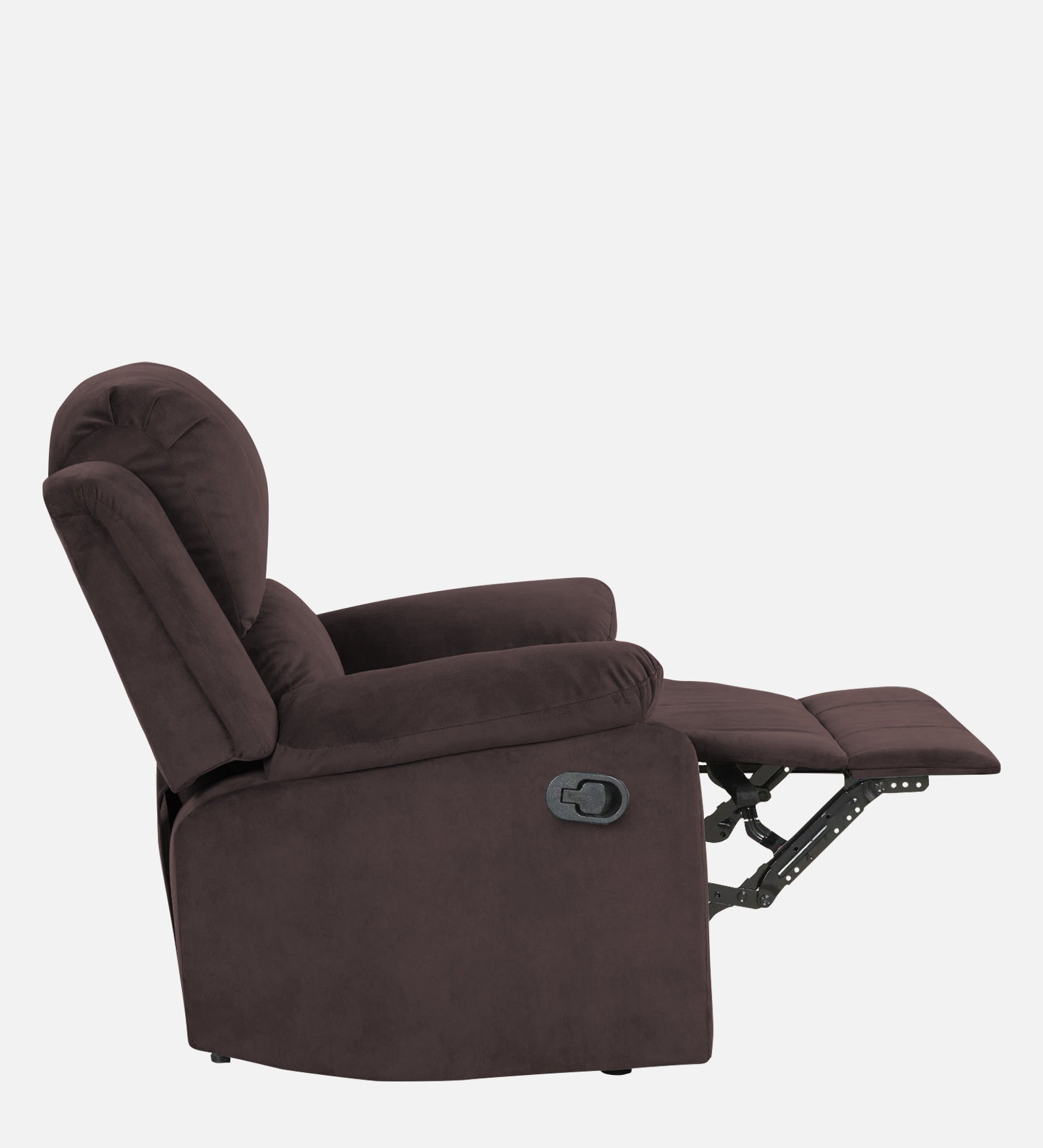 Henry Velvet Manual 1 Seater Recliner In Mocha Brown Colour