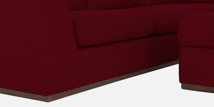 Freedom Velvet 6 Seater Rhs Corner Sofa In Cherry Red Colour With Ottoman - Febonic Living