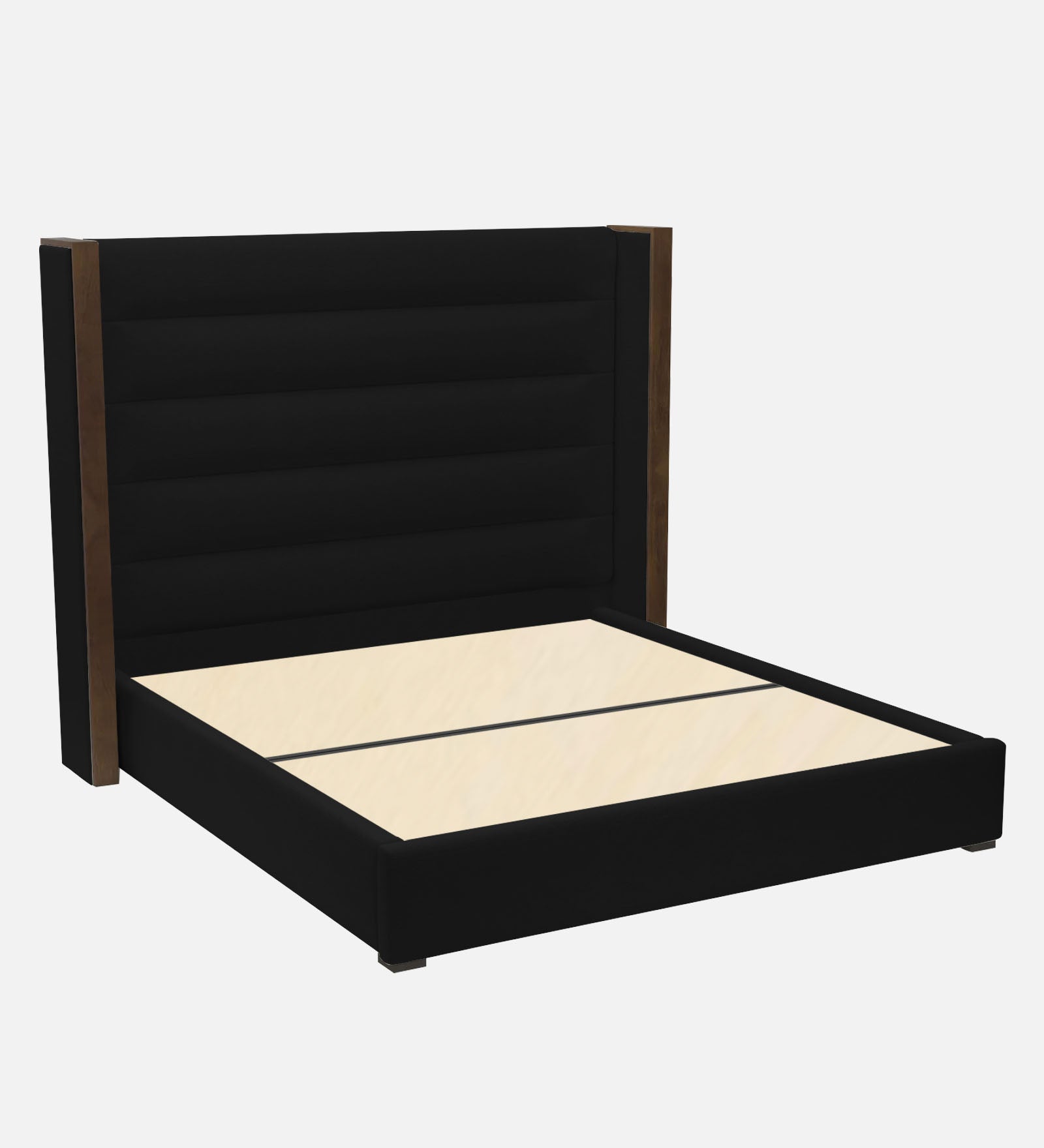 Sunny Fabric Queen Size Bed In Zed Black Colour