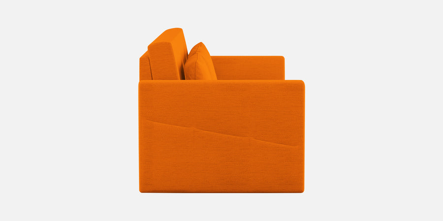River Fabric 3 Seater Pull Out Sofa Cum Bed In Vivid Orange Colour - Febonic Living