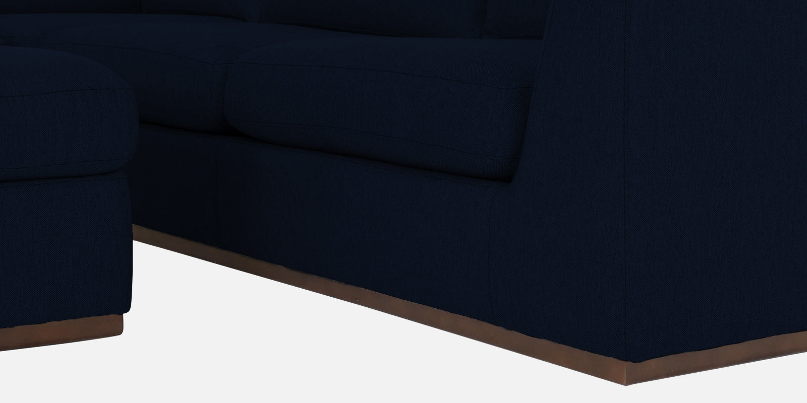 Freedom Velvet 6 Seater LHS Sectional Sofa In Dark Blue Colour With Ottoman