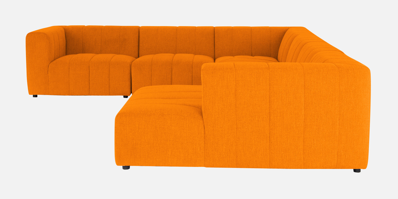 Damo Fabric LHS 8 Seater Sectional Sofa In Vivid Orange Colour