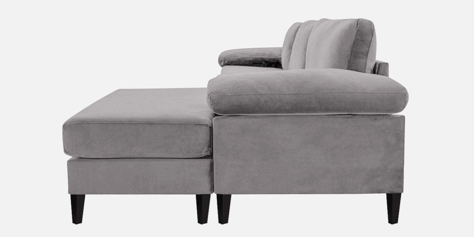 Vegas Velvet LHS Sectional Sofa (3+Lounger) In Concrete Grey Colour