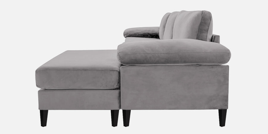 Vegas Velvet Lhs Sectional Sofa 3 Lounger In Concrete Grey Colour - Febonic Living