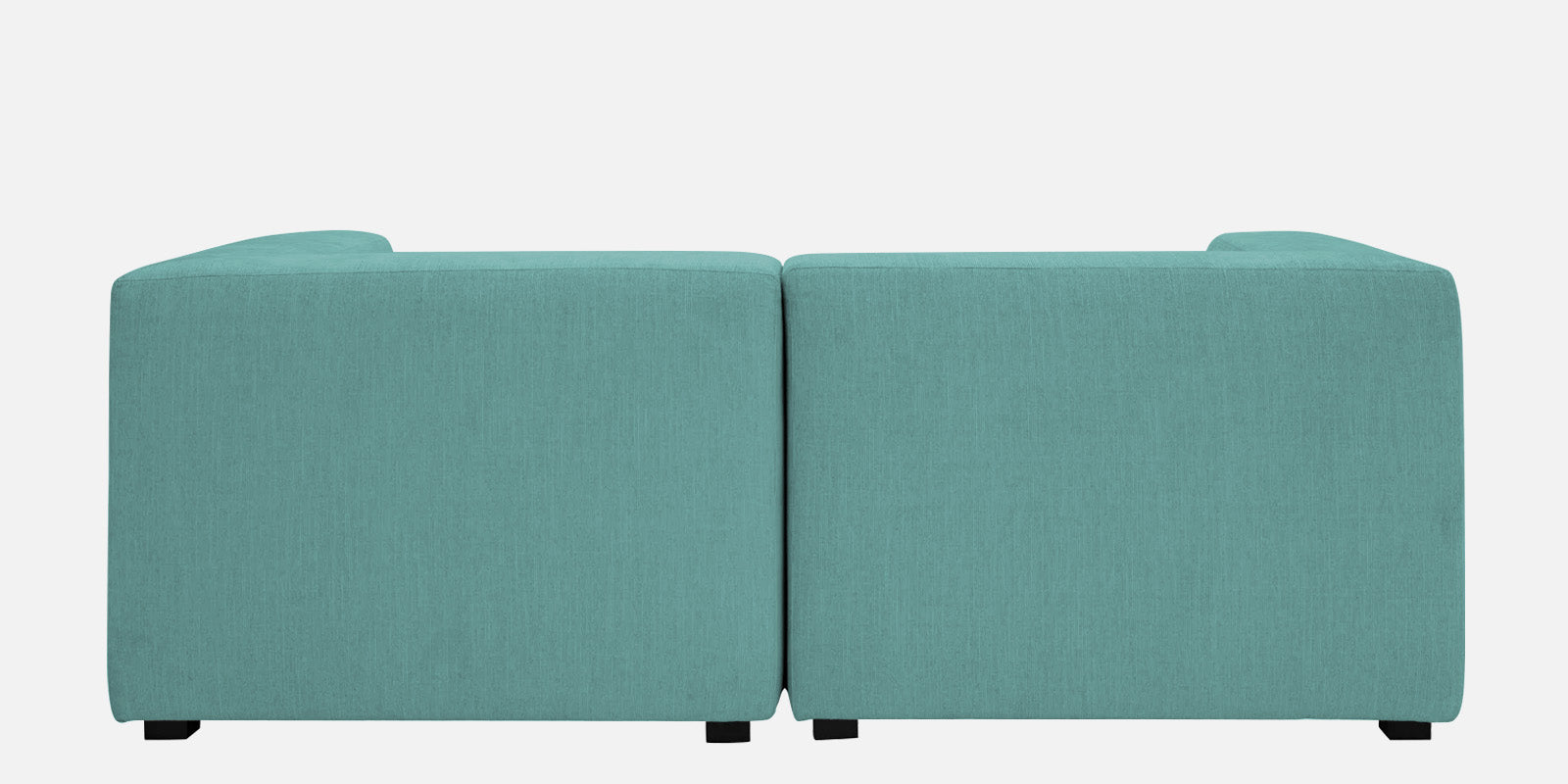 Dora Velvet LHS Sectional Sofa (2+Ottoman) In Barmunda Aqua Colour