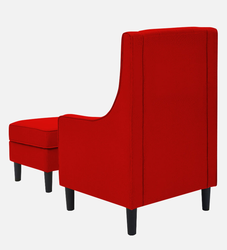 Sona Fabric Barrel Chair With Ottoman In Ruby Red Colour - Febonic Living