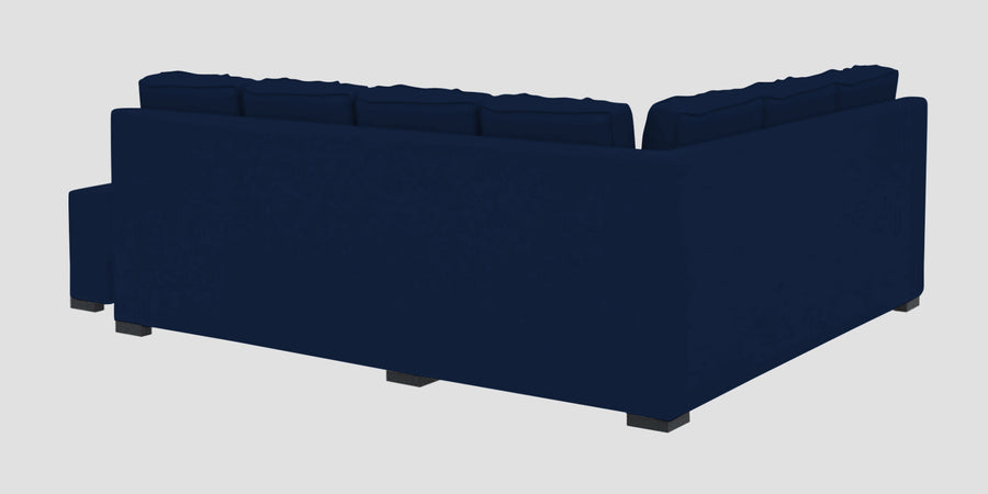 Corby Velvet Lhs 6 Seater Convertible Sofa Cum Bed In Imperial Blue Colour - Febonic Living
