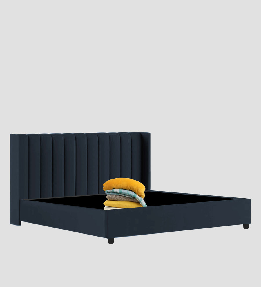 Colina Fabric Upholstered King Size Bed In Denim Blue Colour With Box Storage - Febonic Living