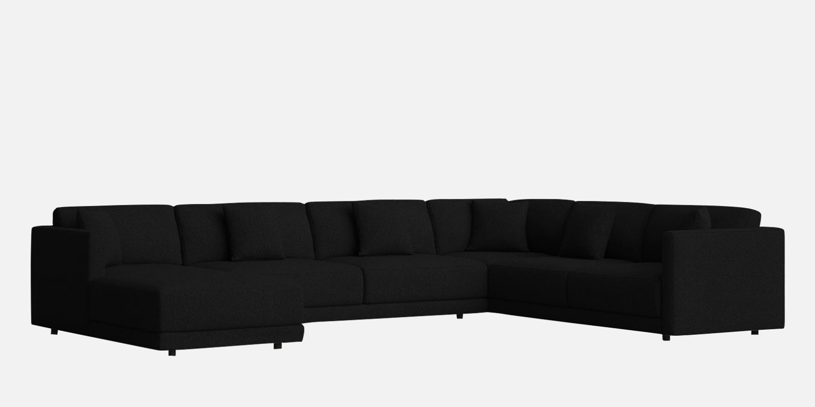 Carlin Fabric RHS 8 Seater Sectional Sofa In Zed Black Colour