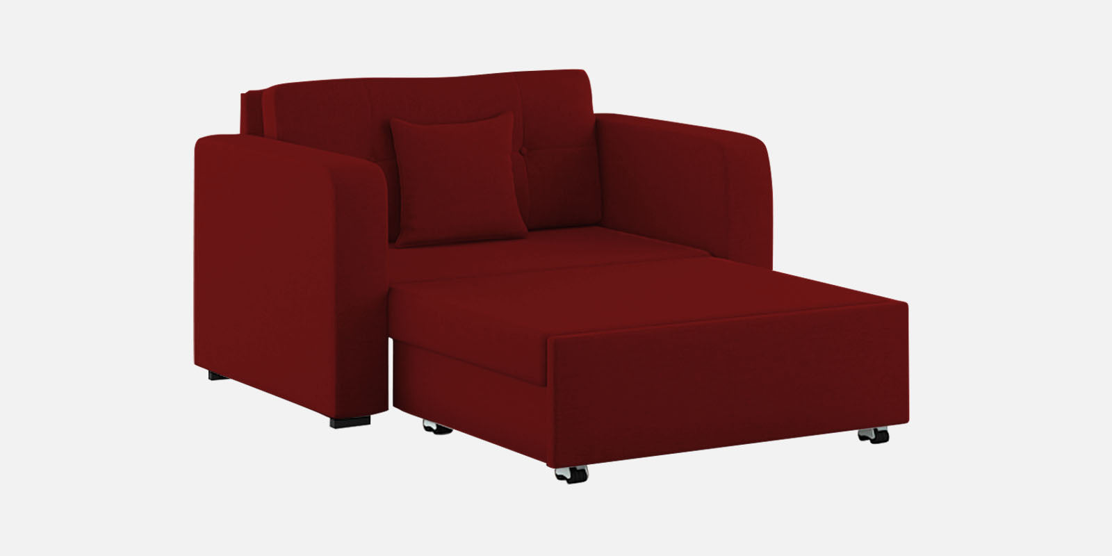 Rocky Fabric 2 Seater Pull Out Sofa Cum Bed In Blood Maroon Colour With Storage