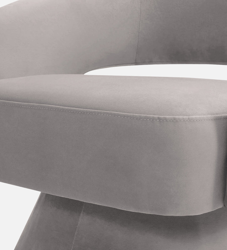 Pendra Velvet Swivel Chair In Pearl Grey Colour - Febonic Living