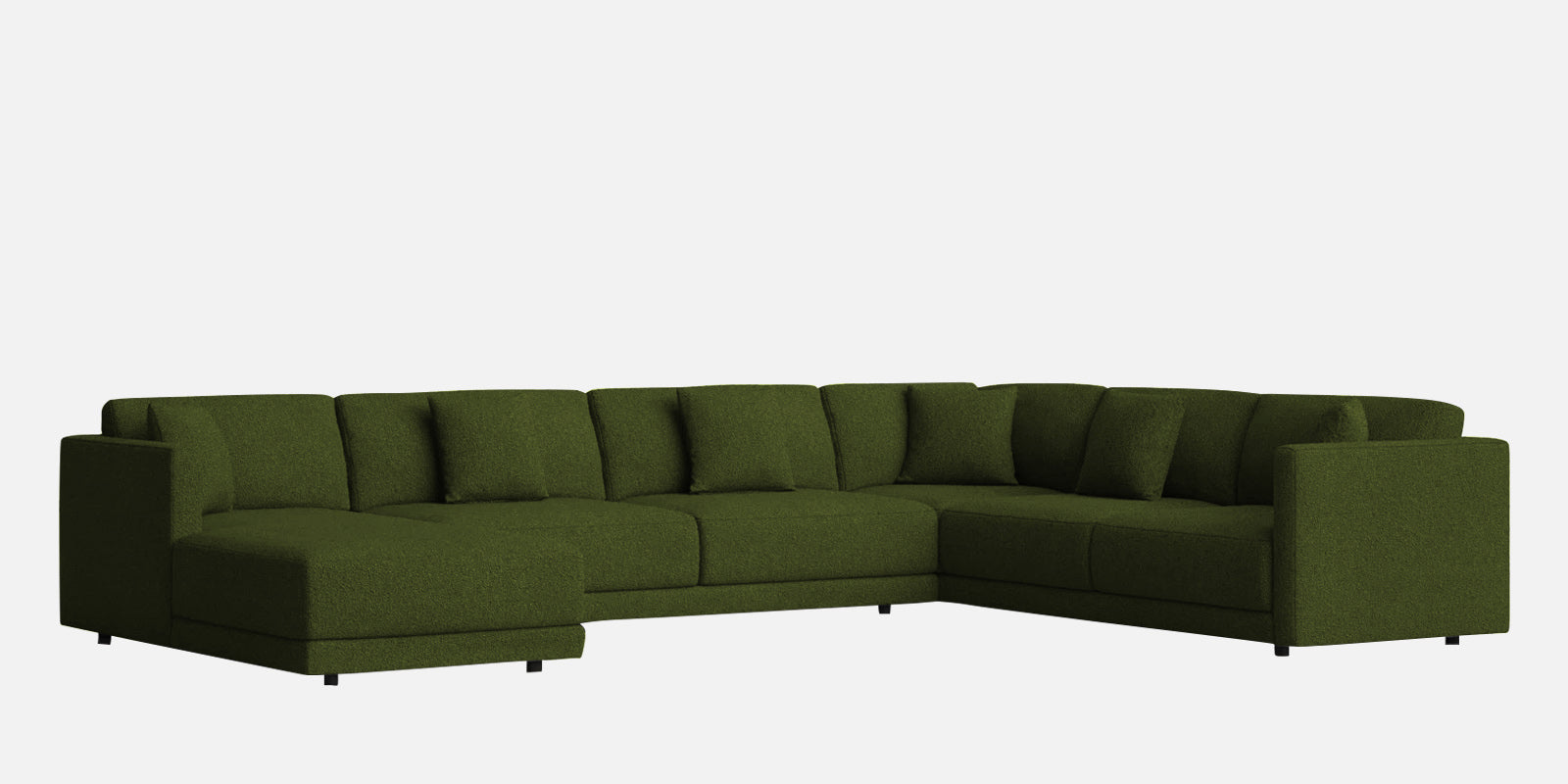 Carlin Fabric RHS 8 Seater Sectional Sofa In Olive Green Colour