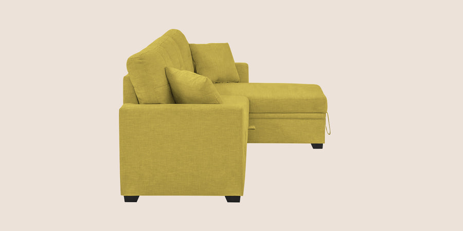 Jody Fabric 3 Seater Pull Out Sofa Cum Bed In Parrot Green Colour With Storage - Febonic Living