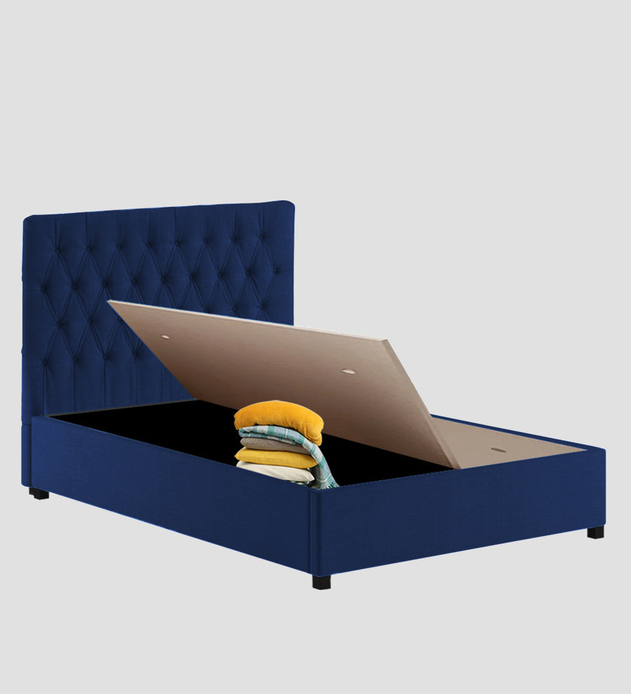 Isko Fabric Upholstered King Size Bed In Royal Blue Colour With Box Storage - Febonic Living