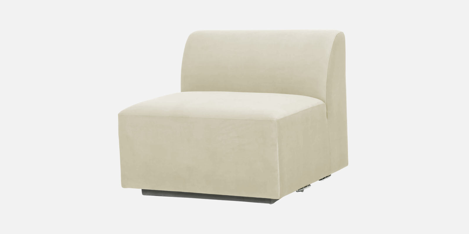 Bufa Velvet RHS Sectional Sofa In Warm White Colour With Ottoman