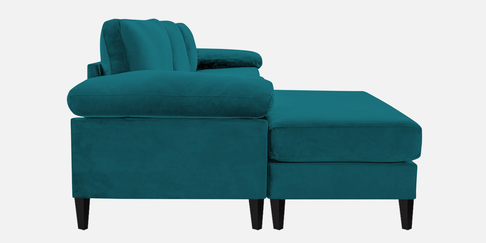 Vegas Velvet RHS Sectional Sofa (3+Lounger) In Pine Green Colour