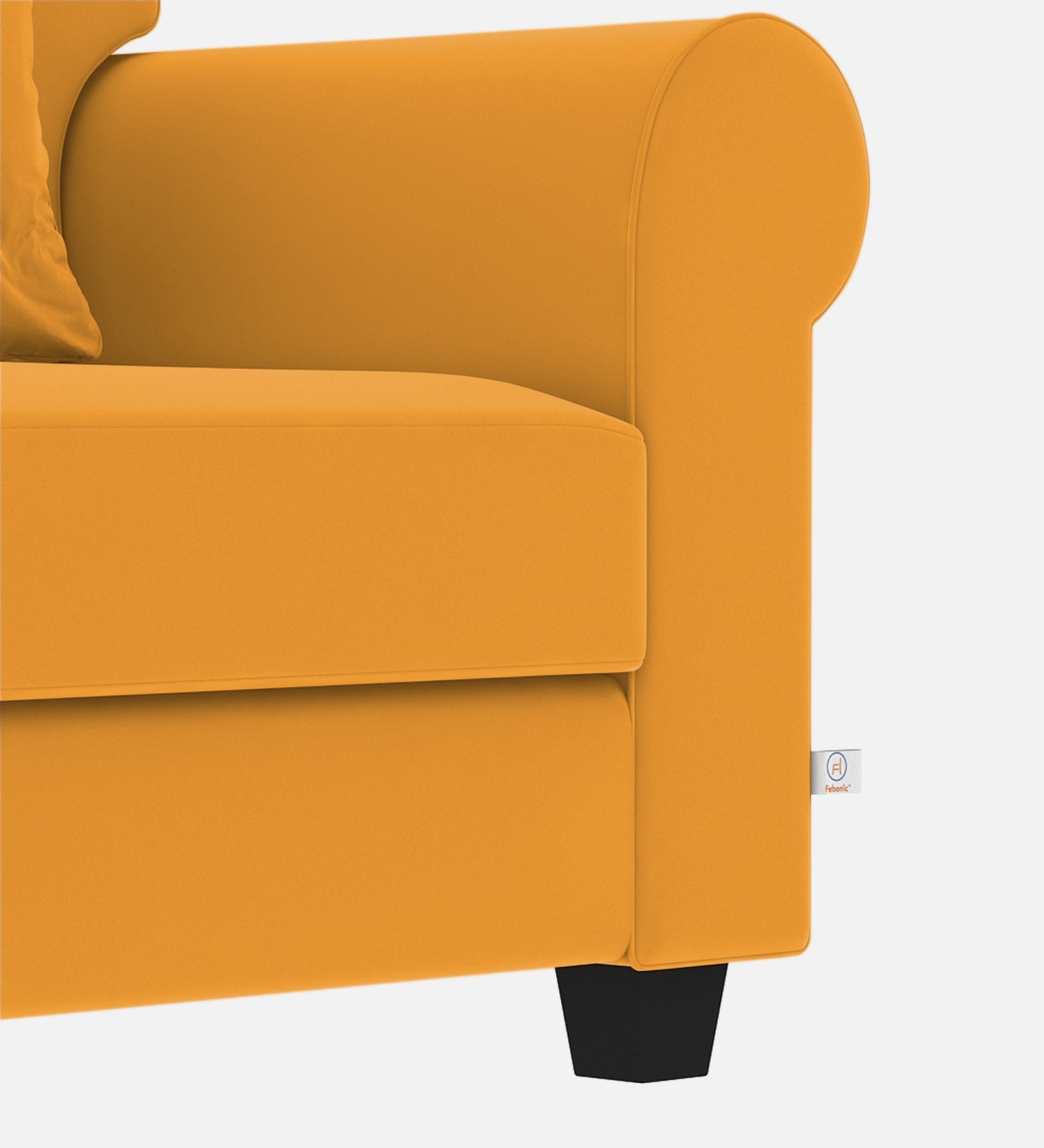 Numonk Velvet 1 Seater Sofa in Safforn Yellow Colour