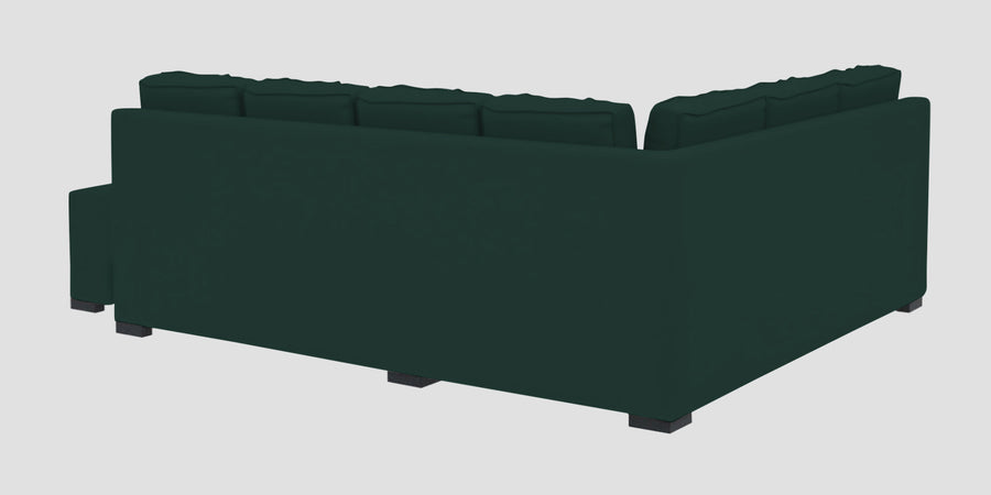Corby Velvet Lhs 6 Seater Convertible Sofa Cum Bed In Forest Green Colour - Febonic Living