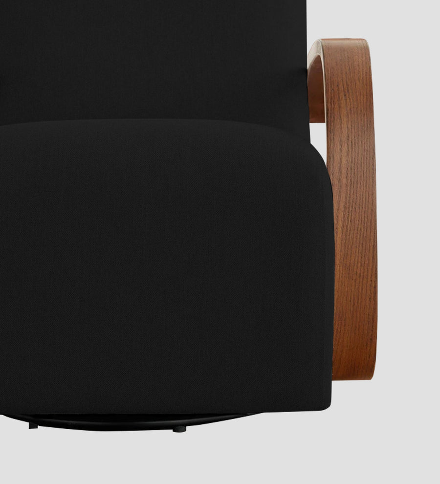 Balma Fabric Swivel Chair In Zed Black Colour - Febonic Living