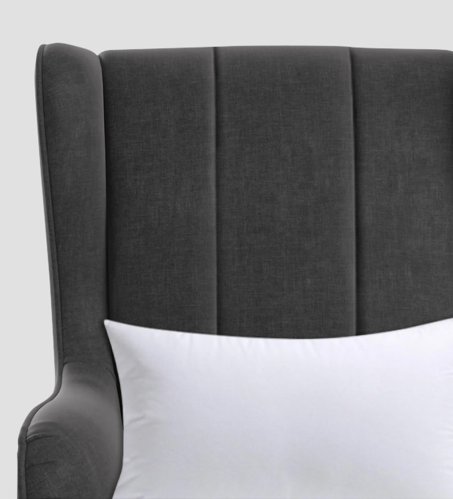 Niya Velvet Wing Chair In Davy Grey Colour - Febonic Living