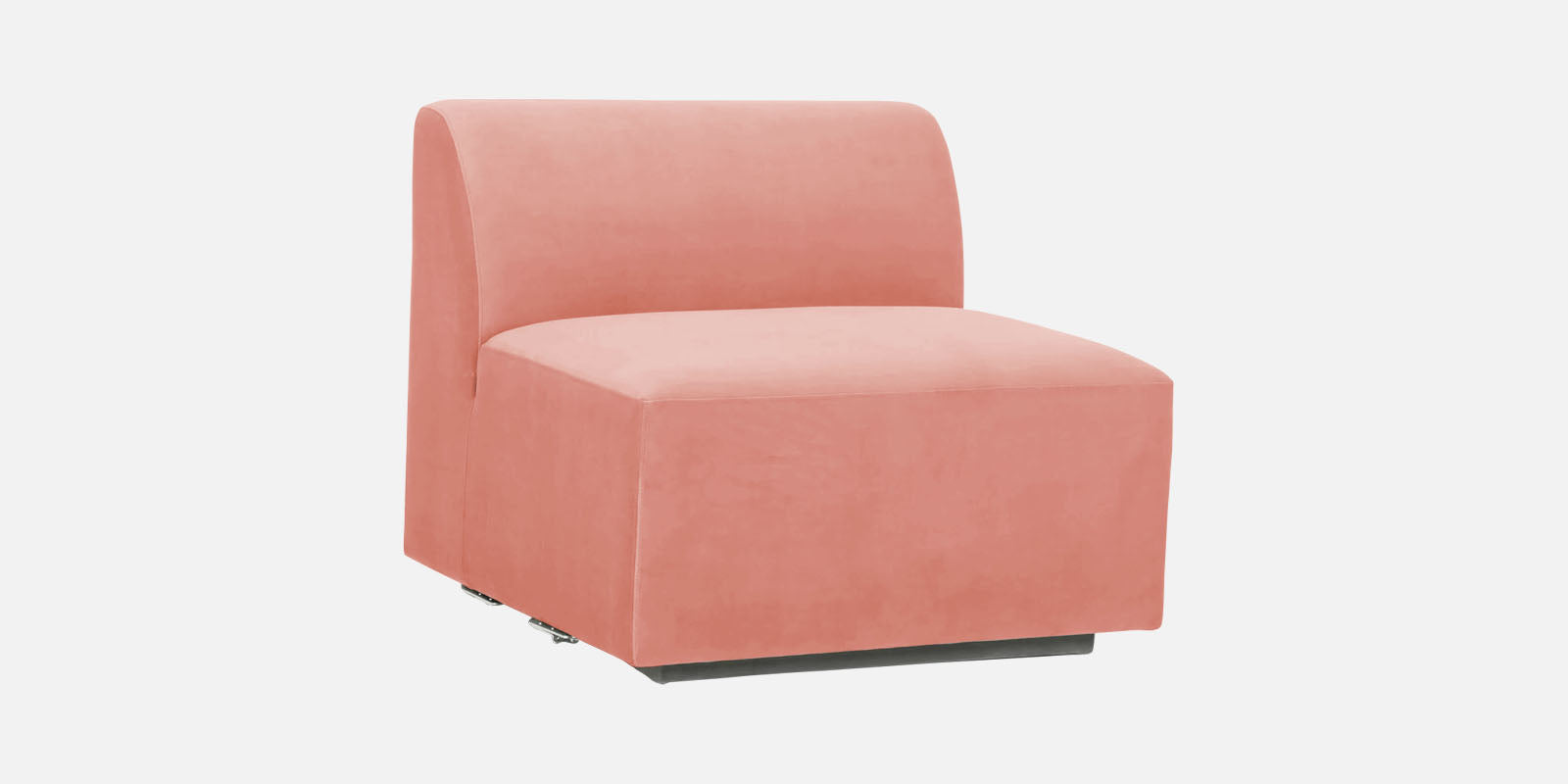 Bufa Velvet LHS Sectional Sofa In Blush Pink Colour With Ottoman