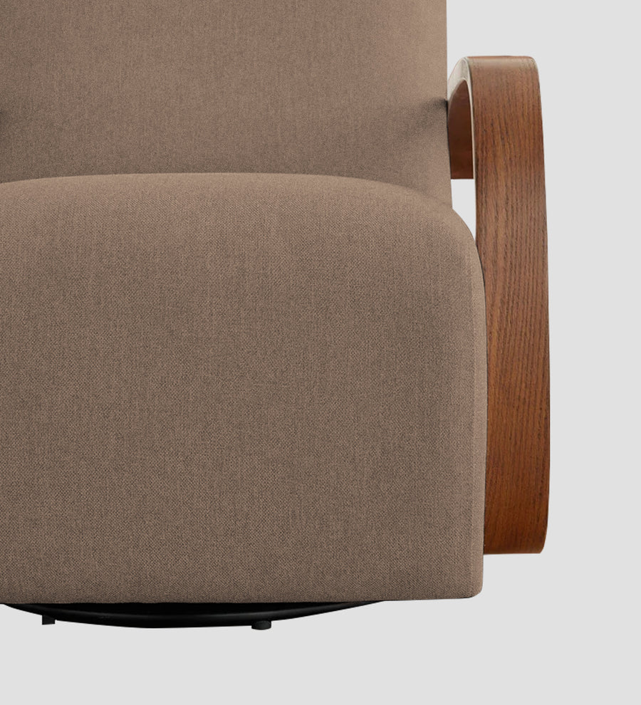 Balma Fabric Swivel Chair In Cookie Beige Colour - Febonic Living