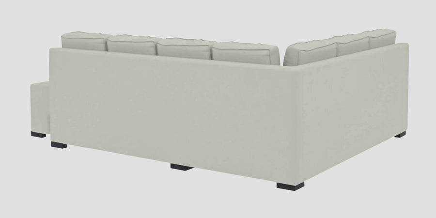 Corby Velvet Lhs 6 Seater Convertible Sofa Cum Bed In Bone Grey Colour - Febonic Living