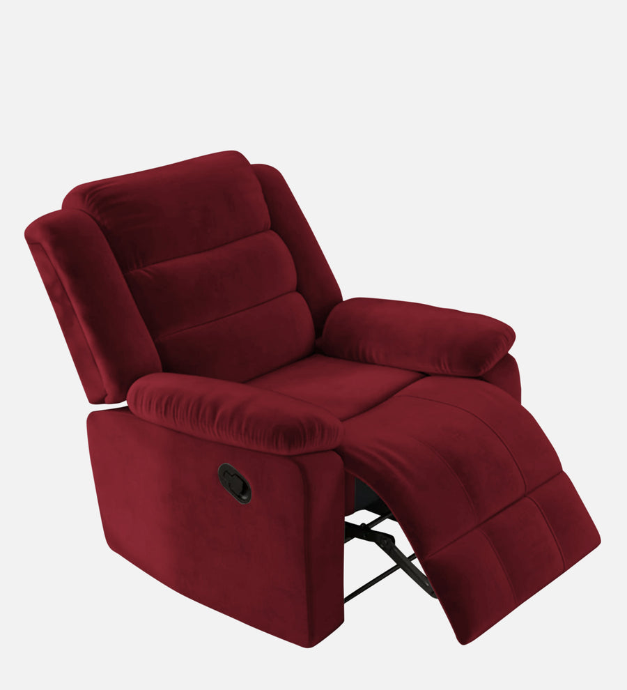 Erra Fabric 1 Seater Motorized Recliner In Blood Maroon Colour - Febonic Living
