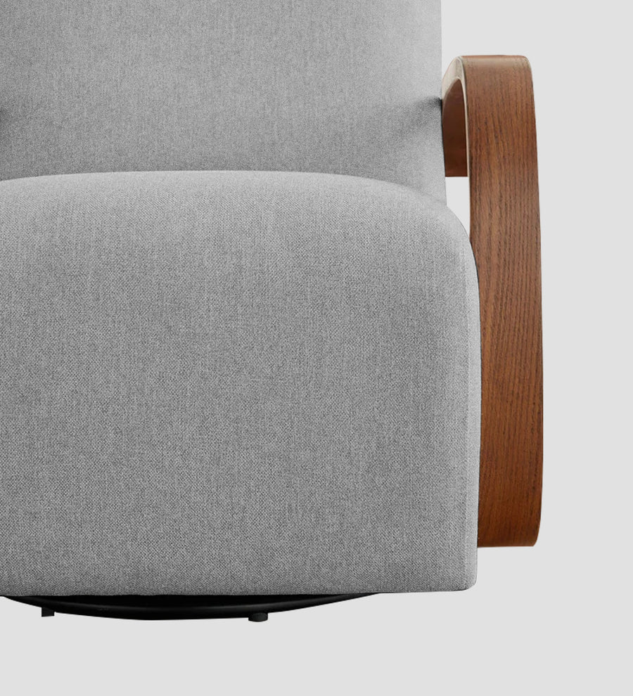 Balma Fabric Swivel Chair In Lit Grey Colour - Febonic Living